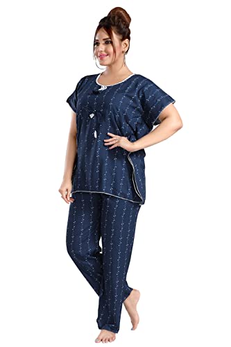 Image of Fabme Women's Cotton Printed Kaftan and Pyjama Set
