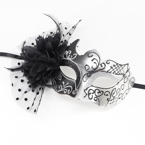 Feathered Masquerade Halloween Party Eye Flower Decoration Masquerade Half Face For Women Cosplay – Image 7