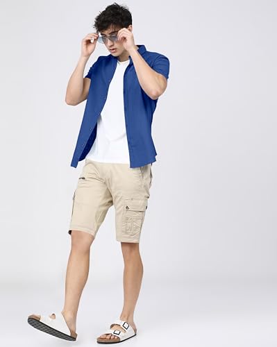 Image of BRUCEWANE Men's 100% Cotton Half Sleeve Shirt