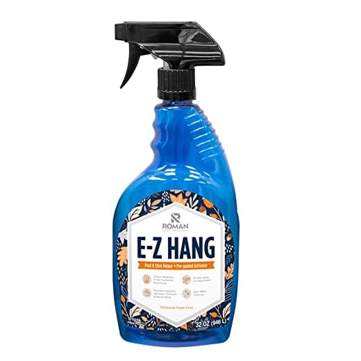 Roman’s E-Z Hang Peel & Stick Wallpaper Helper + Pre-Pasted Activator, Clear, Non-Staining, 32 Fluid Ounces