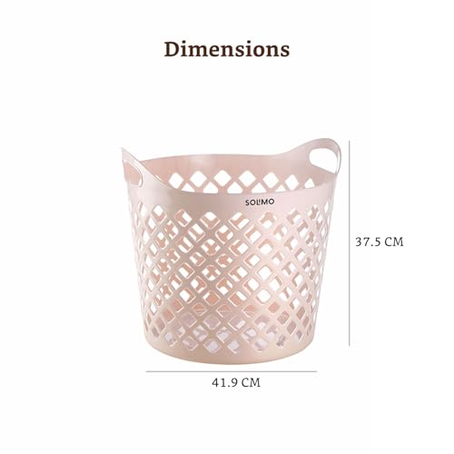 Image of Amazon Brand - Solimo Diamond Basket (32L Each, Set of 2) | Durable Plastic Storage Baskets with Handles | Ventilated Open-Weave Design | Multi-Purpose Laundry & Storage Organizer | Pink