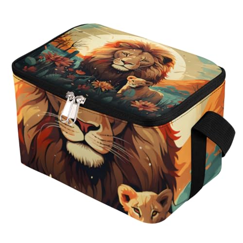GzLeyigou Lunch Bags for Women Men 9 Cans,Lion Hot & Cold Food Delivery Bag Insulated Grocery Bag Insulated Lunch Box Lions Resting Cooler Bag for Office Work Picnic Beach