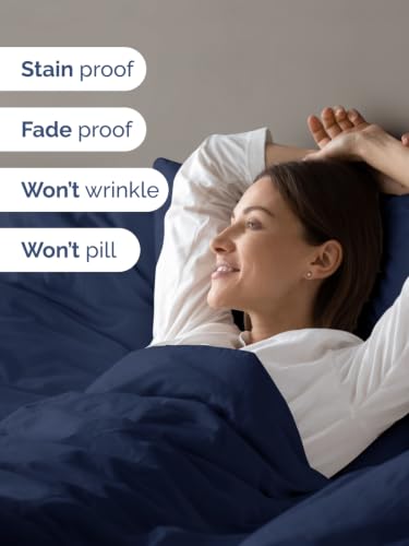 Image of Duvet Cover Full Size - Soft 3 Piece with Zipper Closure - Navy Blue