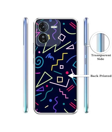Image of Retro Abstract Printed Silicon Soft TPU Back Case Cover for iQOO Z9 5G, Multicolor