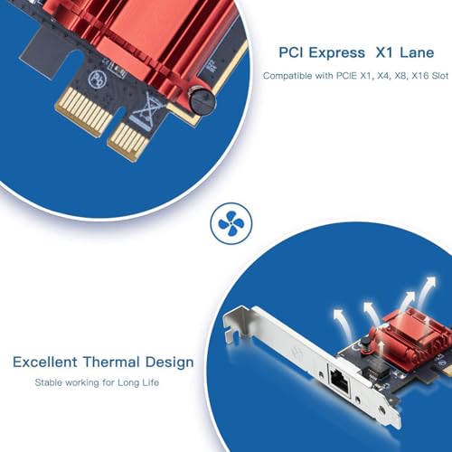Image of H!Fiber.com 1G Gigabit Ethernet Converged Network Adapter (Nic),Compatible Intel I210 Single RJ45 Port, PCI Express 2.1 X1, Nic Card For Desktop Pc, Multi
