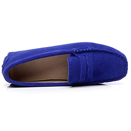 Image of ANUFER Women's Classic Suede Penny Loafers Comfort Handmade Slipper Moccasins