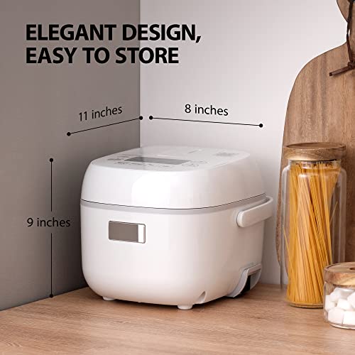 Toshiba Mini Rice Cooker, 3 Cups Uncooked Small Rice Cooker, Steamer & Warmer, With Fuzzy Logic And One-Touch Cooking, 24 Hour Delay Timer And Auto Keep Warm Feature, White #TOP5