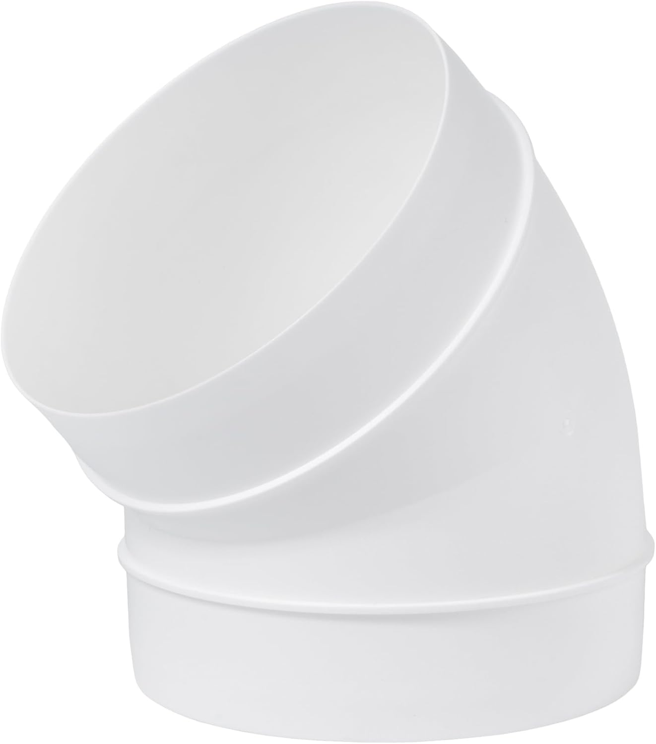 5” Inch 45 Degree Round Duct Elbow - White PVC Pipe Vent Duct Connector for Indoor HVAC Exhaust Intake Ventilation - Ducting Pipe Bend/Fitting - Rigid or Flexible Ductwork Adapter