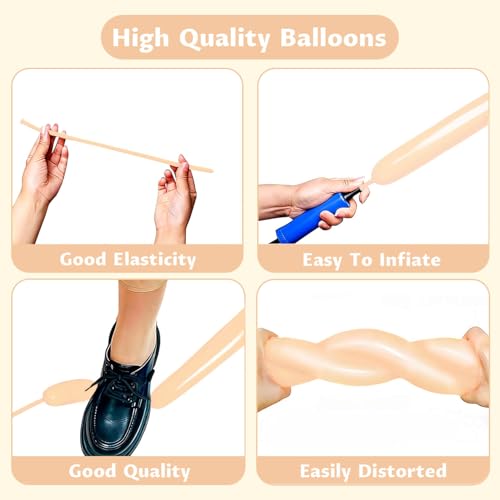 Image of 260 Nude Long Balloons for Balloon Garland Thickening Skinny Latex Twisting Animals Modeling Christmas Birthday Wedding Party Festival Decorations 100pcs