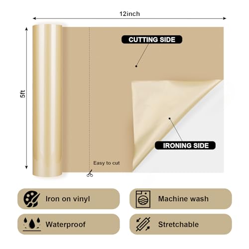 GIRAFVINYL Vinil de Transferência de Calor Champagne Gold - 12'' X5 Pés Champagne Gold Htv Champag
