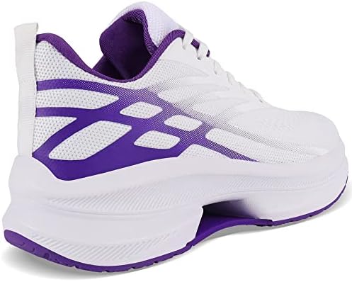 Makodax White Tennis Shoes Women Comfort Light Weight Mesh Non Slip Work Shoes,White#Purple,US 9 | Image 3