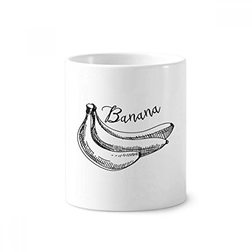 Tasse blanche dessin banane pour organiser stylos et brosses à dents