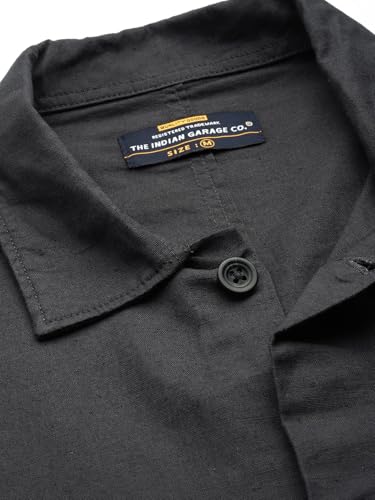 Image of The Indian Garage Co Men Slim Fit Solid Full Sleeves Cutaway Collar Street Wear Over Shirt