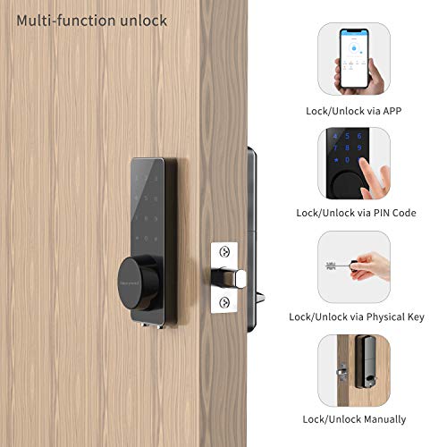 [Newest]Smart Lock, NexTrend Smart Electronic Door Lock with Bluetooth Keyless, Touchscreen, Mechanical Keys Enabled Auto Lock Alarm Technology for Home, Hotel, Apartment, Silver - Thumbnail 3
