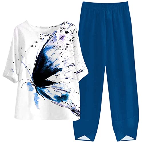 Loungewear Damen Set Kurz Hose Sexy Baumwolle Strick 7/8 Lang Beige Short...