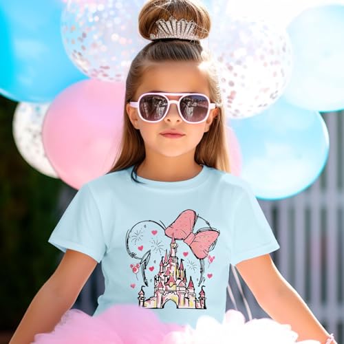 Image of Graphic Shirts for Girls Cute Bow T Shirt Kids Toddler Holiday Tshirt Vacation Trip Summer Tee Cotton Tops