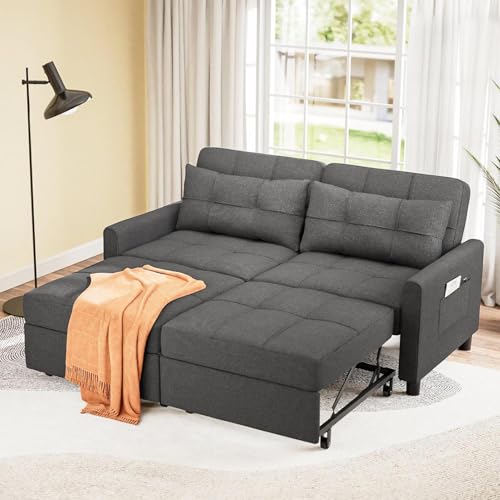 Aiho A-23 58 Inch Loveseat Sleeper Couch Bed, Pull Out Couch Bed With Individually Adjustable Backrest And Ottoman thumb #1