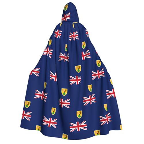 Cape à capuche médiévale drapeau Turques-et-Caïques de 140 cm pour adulte