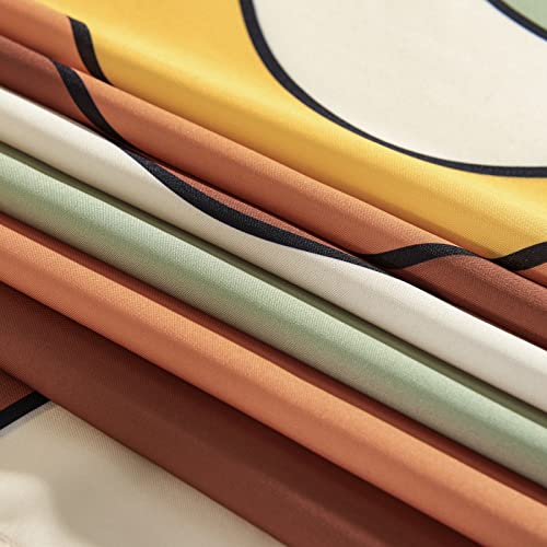 Yokii Retro Vintage Groovy Fabric Shower Curtain Aesthetic Orange Yellow Terracotta Hippie Trippy Mid-Century Abstract Art Bathroom Shower Curtain Set With Hooks Heavy Duty, 72X72 #TOP3