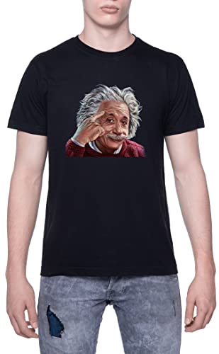 Alberto Einstein Pensar Camiseta De Los Hombres Manga Corta Negro T-Shirt Men Black tee XL