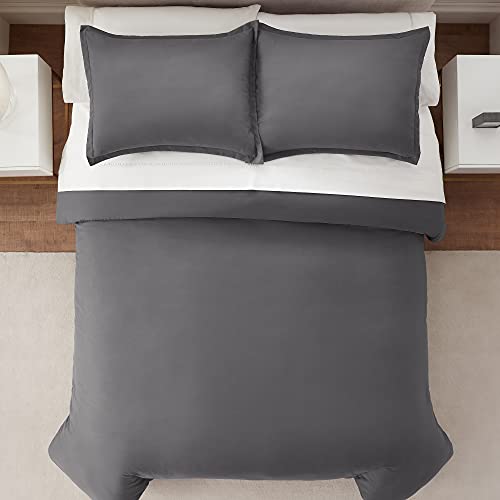 Parure de lit 3 pièces ultra douce hypoallergénique lit double gris