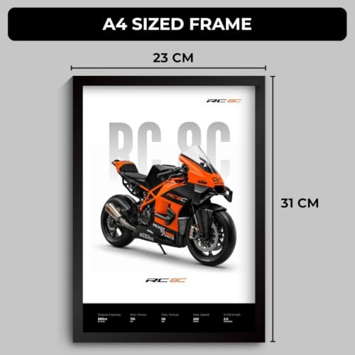 Image of KTM RC 8C Poster | Superbike KTM Framed Poster | Framed Matt Superbike | Bike Posters A3 Size (31 x 23 cm) | KTM RC 8C Bikes Posters for Wall, Home, Bedroom, Living room decoration (F 189)