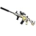 LinaGames Bulletsplash M4 Gelb Magazin, Fernrohr Waterbead Maschinengewehr, Bulletsplash M4 in Gelb mit Muster Sniper, Spielzeugwaffe Wasserkugeln Outdoor Fun de Luxe Besser als Paintball und Softair