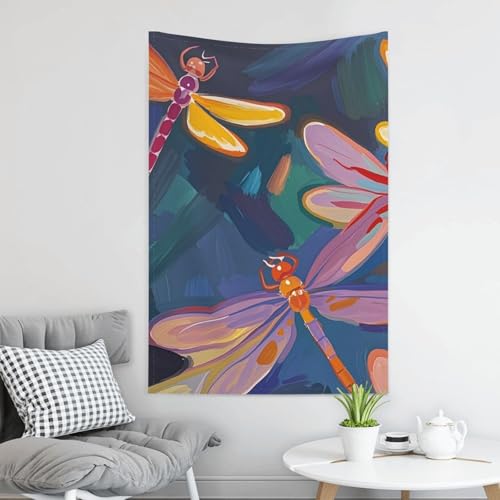 Tapisserie murale libellule peinte à la main 152x101 cm GJHKSSVB