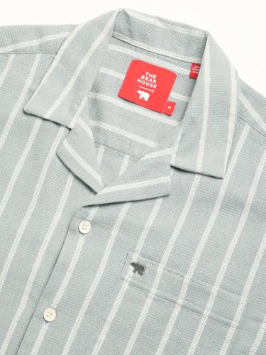 Image of Men's Green Striped Regular Fit Casual Shirt