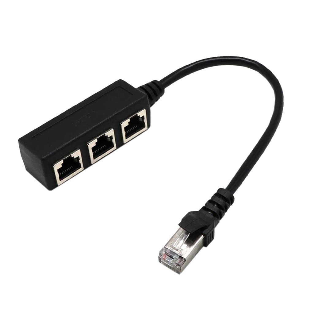 SECRET DESIRE SDR RJ45 Splitter Connector,1 to 3 Ways RJ-45 Interface Splitter Ethernet Cable Socket Adapter 8P8C HUB Network LAN Internet PC Laptop