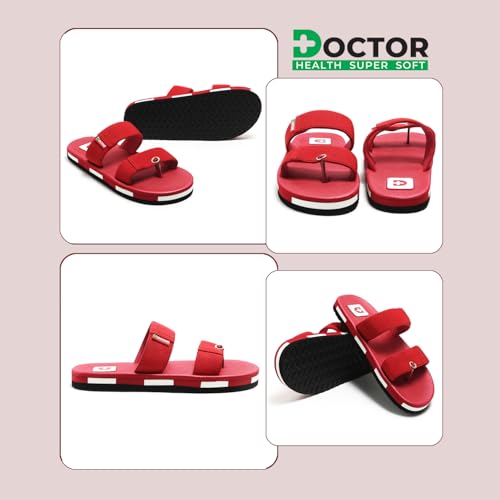 Image of DOCTOR HEALTH SUPER SOFT Men's Casual Slippers with Soft Cushioned Sole, Double Strap with Toe Loop Design, Lightweight Anti-Slip Everyday Wear Slippers for Home and Outdoor Use