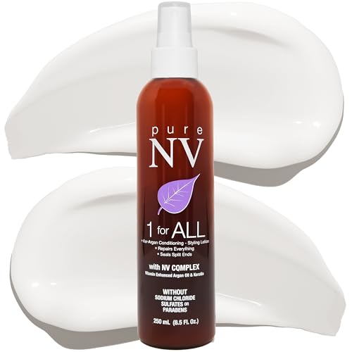 Pure NV 1 For ALL Weightless Leave In Conditioner Detangle & Eliminate Frizz, Botanically Based, Keratin, Collagen & Argan Oil Infused (8.5 Oz)