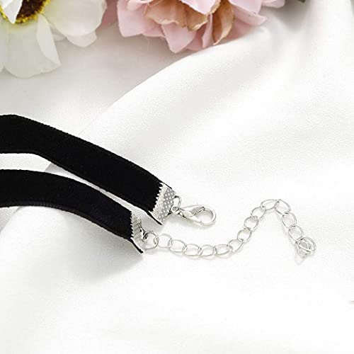 Acedre Black Choker Necklace Heart With Crystal Necklace Chains Adjustable Necklaces Jewelry Accessory For Women And Girls (Heart Shape) #TOP6