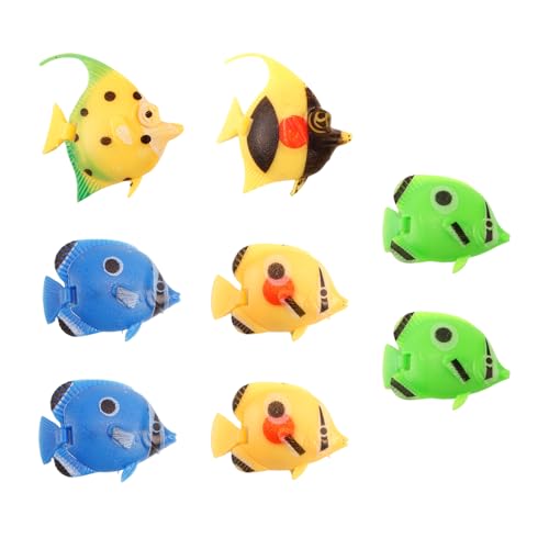 Yunova Artificial Aquarium Fish Decor Set – 8-Pack Lifelike Floating Plastic Fish with Weighted Base, Glow-in-the-Dark Paint, Ocean Decor for LED Tanks, Kids’ Fish Tanks & Office Desks – Random Colors