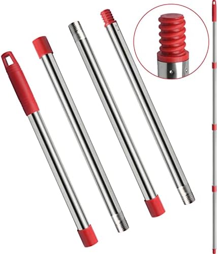 GRAREND 4-Section Spin Mop Replacement Head Handle, Compatible with Ocedar Mop Handle for EasyWring Mop Refills, 2.5-to-5 Foot Easy Cleaning Floor Head Mop for Floor Cleaning (American Screw)