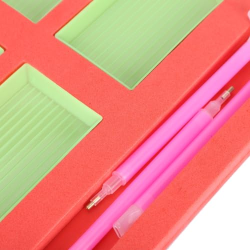Image of Diamond Art Storage Box Set, 35.5 x 19.9 x 1.3cm Plastic Painting Tray Organizer with 16 Point Trays, 6 Pens, 4 Row Container for Art Crafts