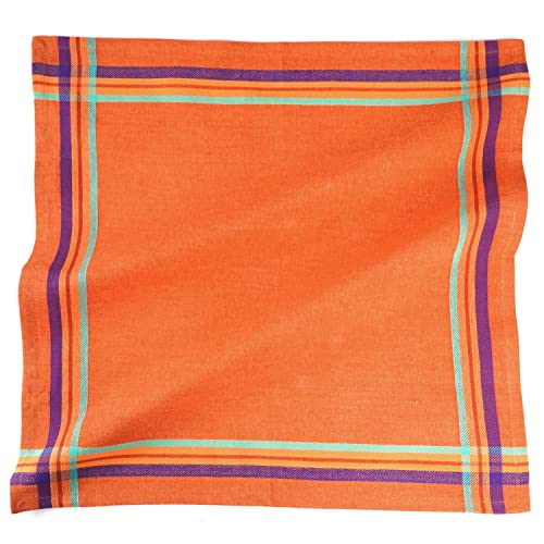 Image of FINGERCRAFT Table Napkins 100% Cotton Yarn Dyed Thick Fabric Cloth Napkins High GSM Napkins 20in x 20in Washable and Reusable for Kitchen Hotels Wedding (Rust Stripe, Set of 6)