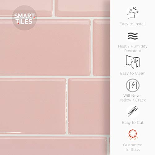 Smart Tiles Self Adhesive Wall Tiles - Metro Ava - 4 Sheets of 11.56" x 8.38" (29.36 cm x 21.29 cm) Kitchen and Bathroom Stick on Tiles - 3D Peel and Stick Backsplash - Thumbnail 3