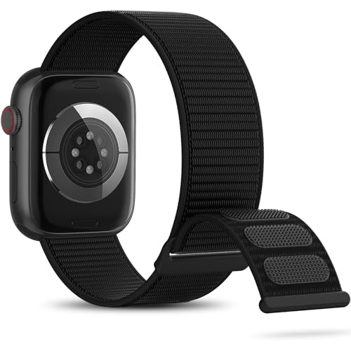 Pulseira esportiva de nylon compatível com Apple Watch de 38 mm, 40 mm, 41 mm, 42 mm, 44 mm, 45 mm, ajustável, respirável, compatível com iWatch Series 7/6/5/4/3/2/SE Patentes pendentes