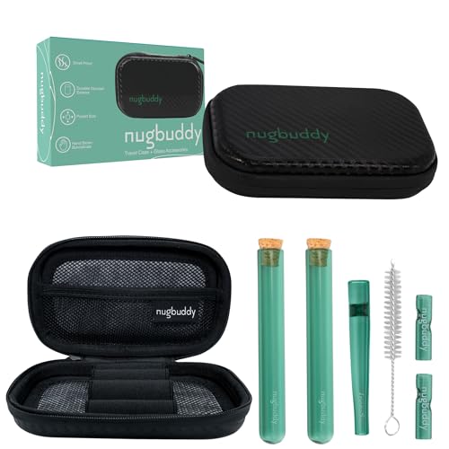 nugbuddy - On The go Travel Case Accessory, Carbon Lining - Water Resistant Case + Glass Accessories with included Tubes, Tips, and More - Cigarette Accessory for Tobacco Use only