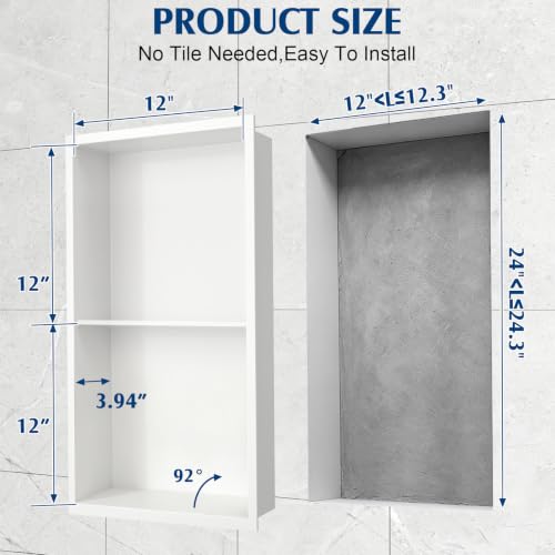 Autopartsfreer 24 x 12'' Stainless Steel Shower Niche,White, 1 Shelf by Autopartsfreer - Used condition - Image 2