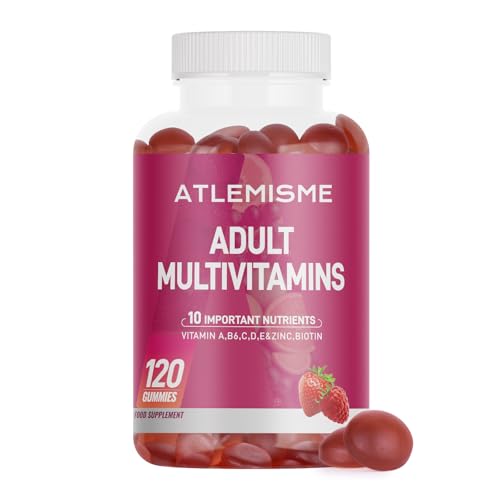 Multivitamínicas - 120 Gominolas de Vitaminas (3g) - con 10 vitaminas y minerales - Vitamina A,B6,C,D,E,Biotina, Zinc y Selenio - Cubre las necesidades diarias de nutrientes durant 60 días - ATLEMISME