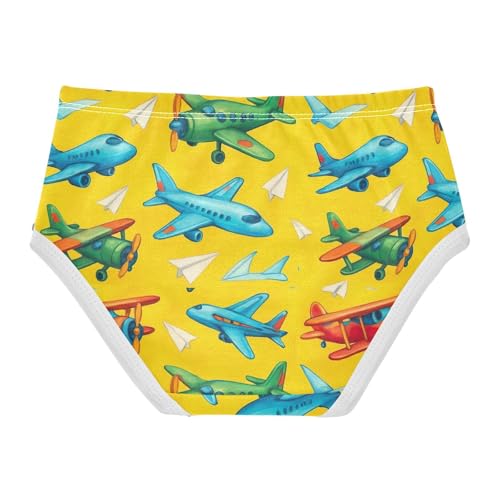 Joisal Toddler Girls Underwear 2t Cotton Girl Panties Cute Florals Briefs Underpants Cartoon Airplanes Yellow2