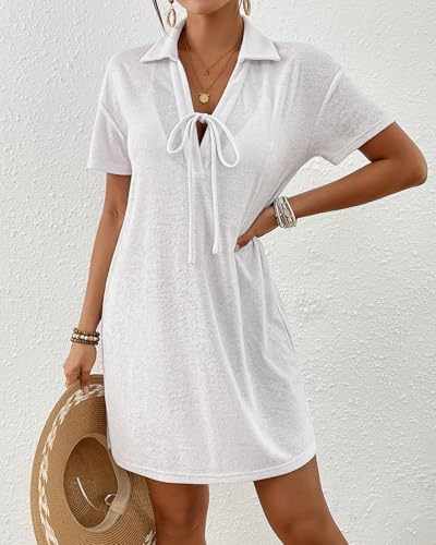 Bsubseach Swimsuit Coverup for Women 2025 Terry Cloth Swim Cover Up Drawstring Robes Casual Swim Suit Beach Dress2