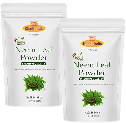 Image of Khadi 100% Pure & Organic Neem Powder (Azadirachta Indica) - Herbal Powder for Acne Control, Dandruff Relief & Skin Detox - 200g
