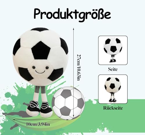 Yoljun Plüsch Fußball Kissen, Fußball Kuscheltier Stoffball mit Smiley, Softball Fußball Plüschkissen, Fussball Geschenke für Jungs & Fußball Liebhaber, Geschenk Fußball Junge, ca. 22 cm