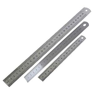 Set of 3 Metal Rulers 12″,8″, 6″ Stainless Steel Metric Imperial Dual Marking Rulers