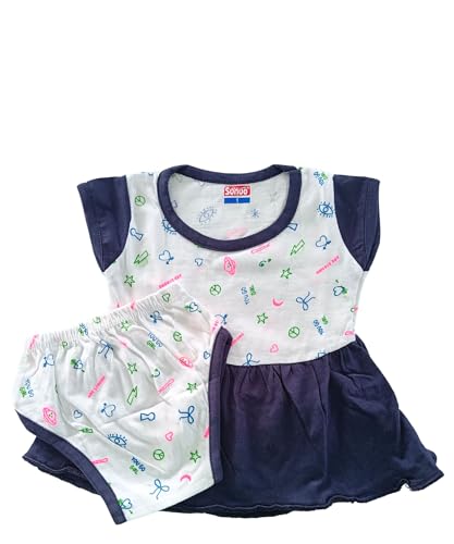 Image of Baby Girl Cotton A-Line Frock with Pant Combo (Pack of 3)