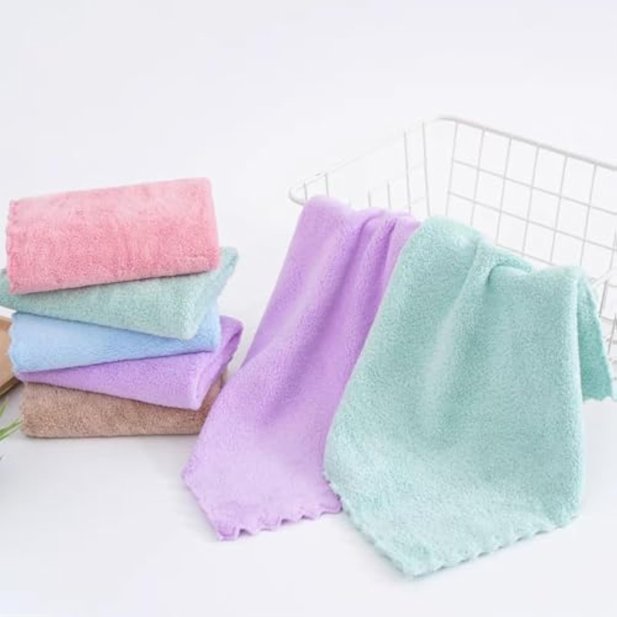 Premium Coral Velvet Washcloths Set, 5 Pack