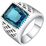 Stfery des Bagues pour Femme de Mariage, Alliance Femme Argent Taille 56.5 Creux Bleu Radiant Zircon Bijoux Cadeau Anniversaire